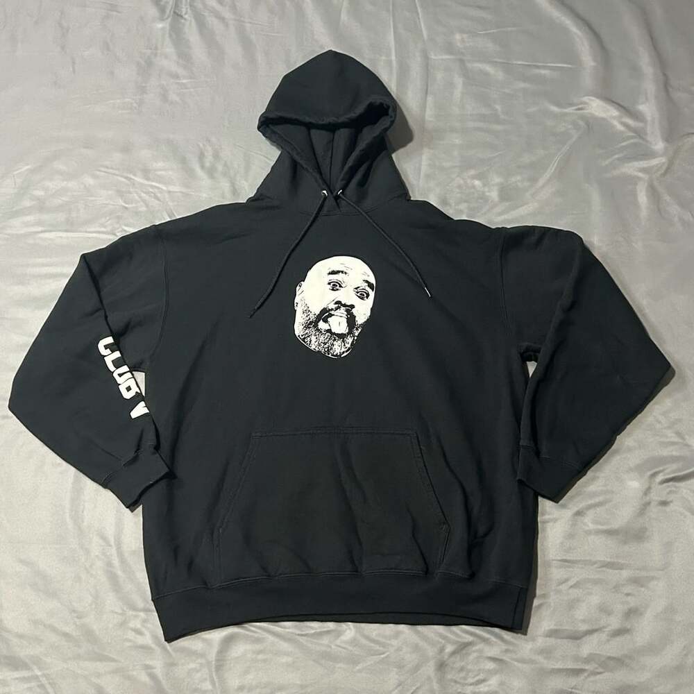 Port & Company Club V Black Pullover Hoodie with Graphic Face Size XL